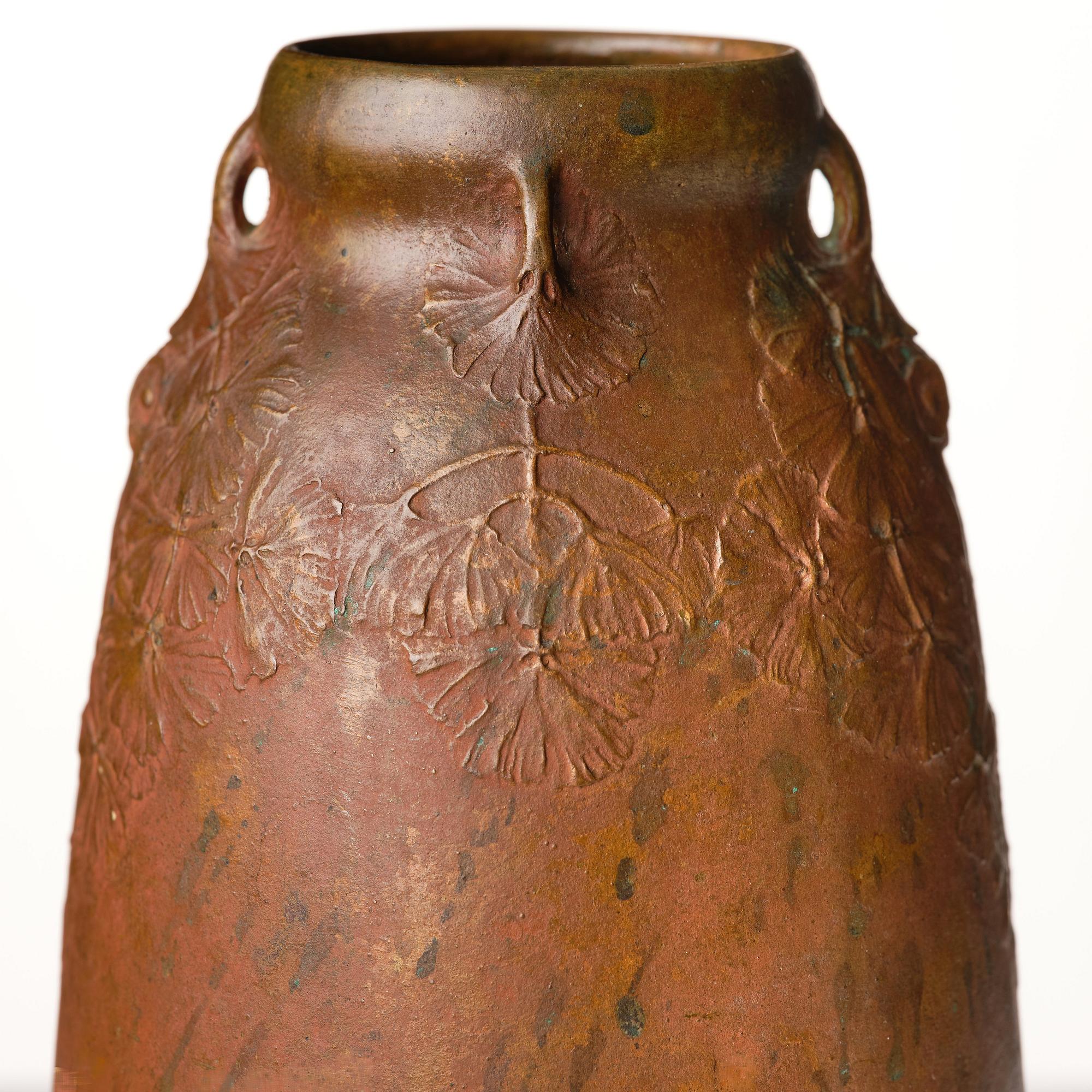 Hugo Elmqvist, an Art Nouveau patinated bronze vase, Stockholm early 1900's.