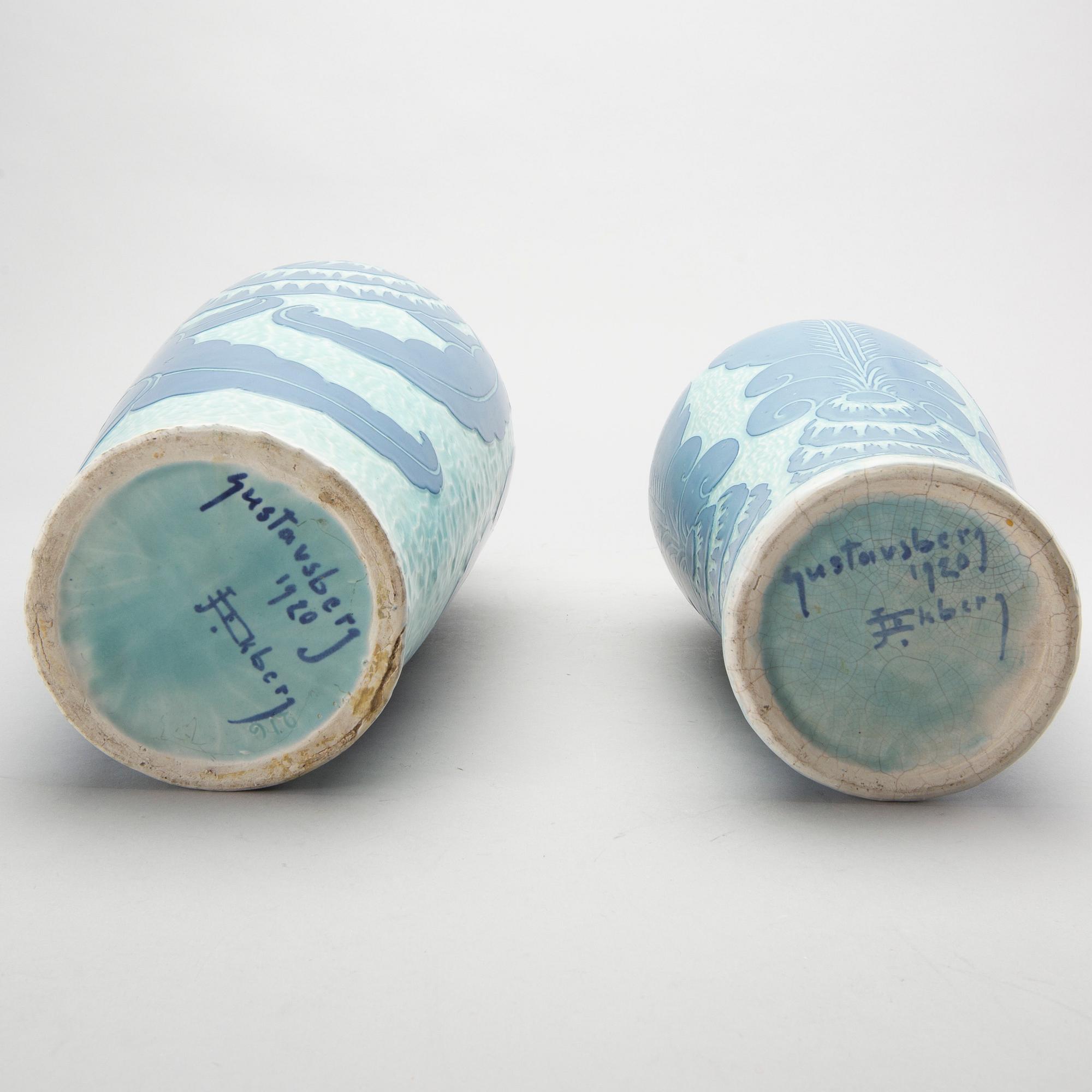 JOSEF EKBERG, two vases signed.