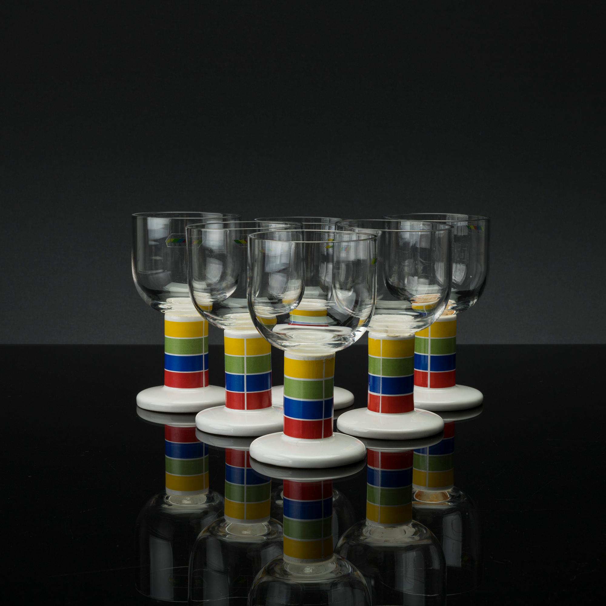 VINGLAS, glas och stengods, 16 st, "BASIC", Höganäs, 1970/80-tal.