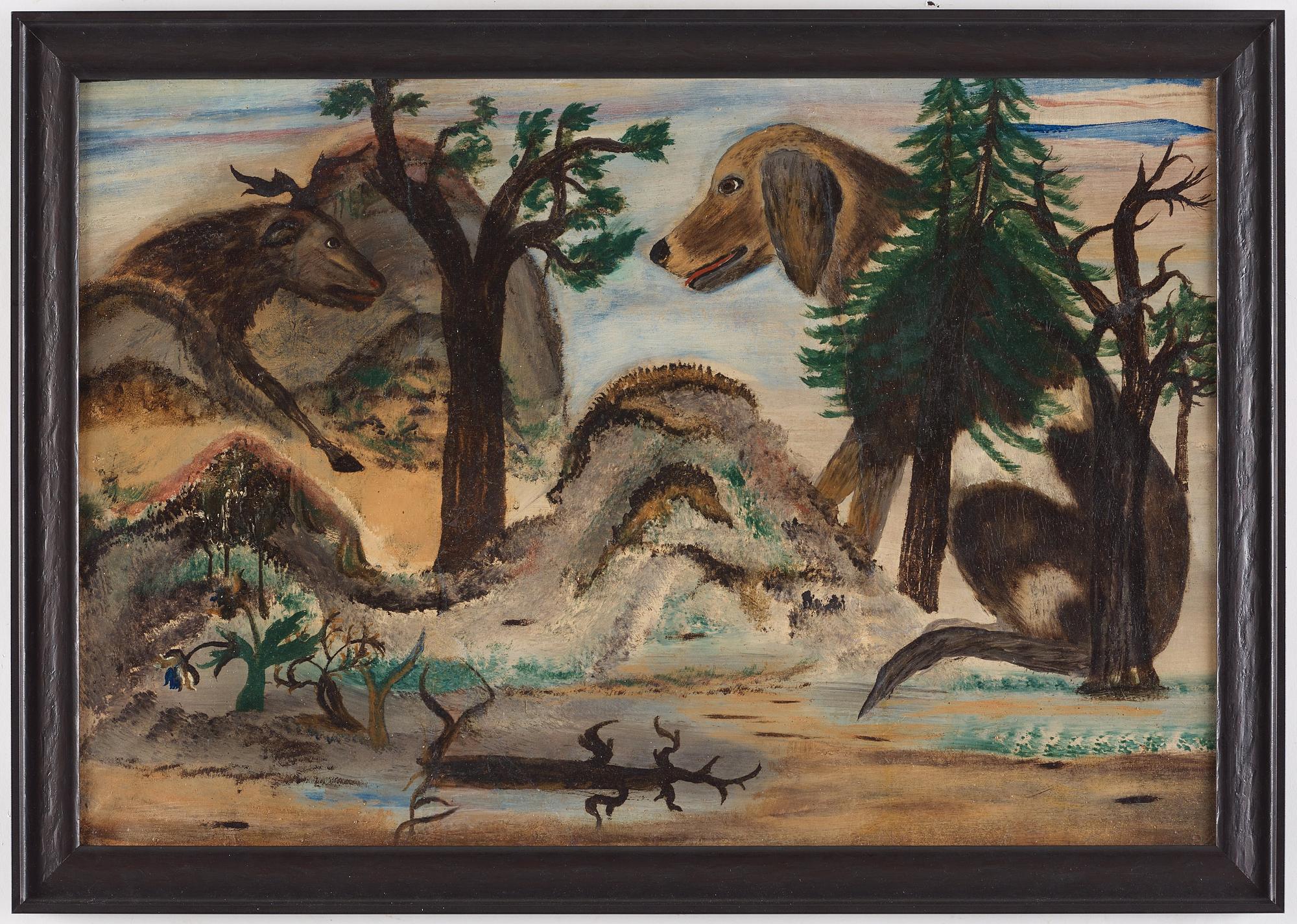 Lim-Johan (Johan Erik Olsson), Elk and hound.