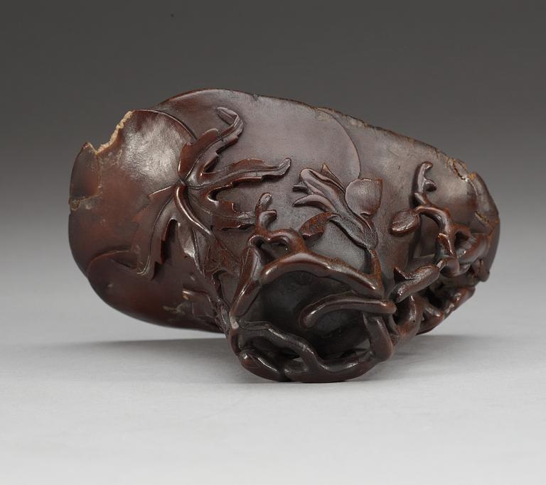 A rhinoserous libation cup, Qing dynasty, Kangxi (1662-1722).