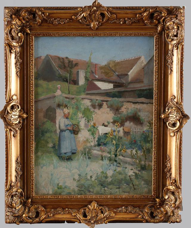 OKÄND KONSTNÄR, olja på pannå, signerad, 1800/1900-tal.