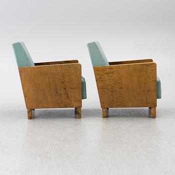 Axel Larsson, fåtöljer, ett par, funkis, Svenska Möbelfabrikerna, Bodafors, 1930-tal.