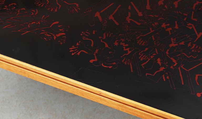 SOFFBORD, skivan signerad Bror Marklund. Brännmärkt 1972 á tergo.