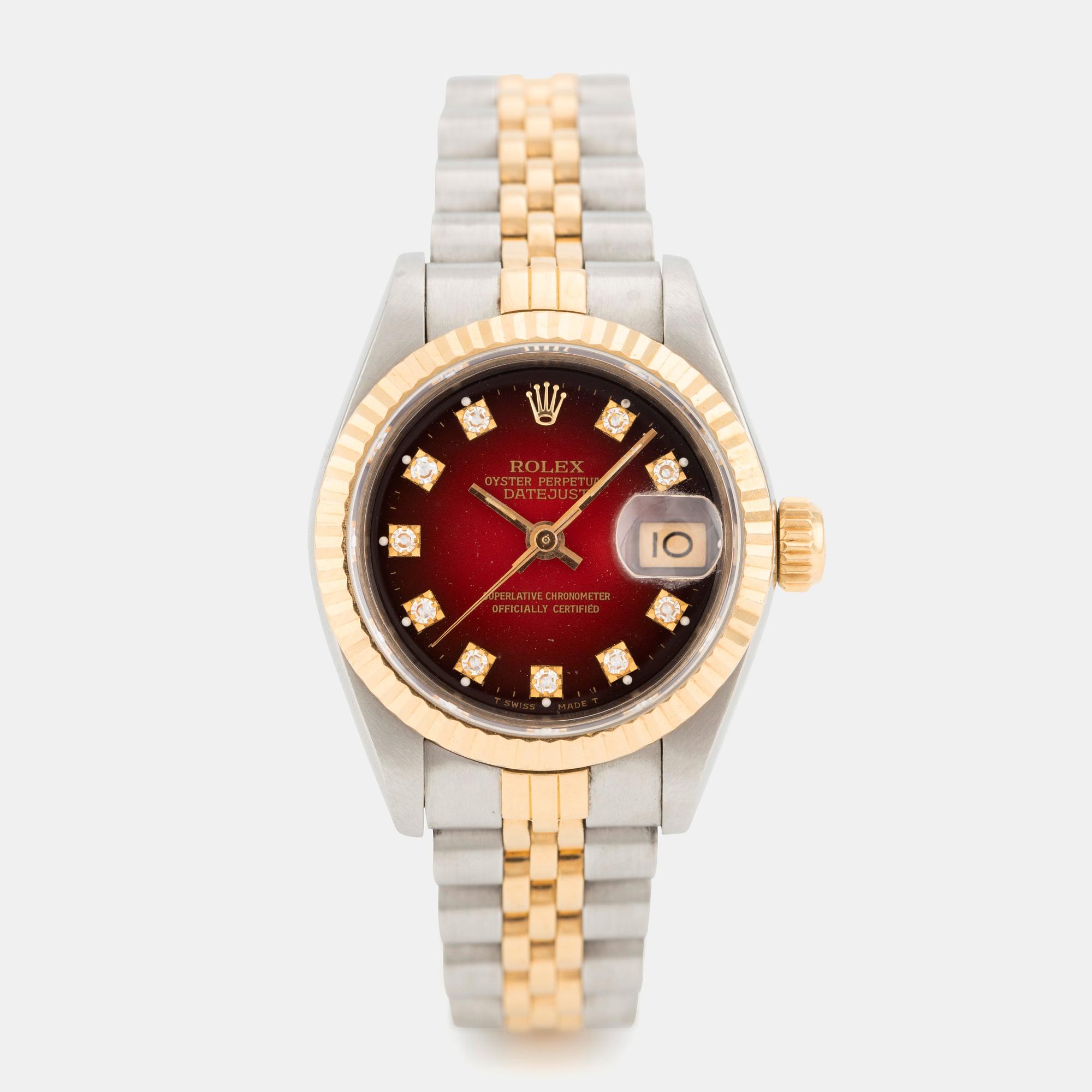 Rolex, Datejust, "Red Vignette Diamond Dial", circa 1989.