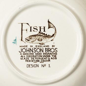Service pieces, 11 pcs, ironstone, "Fish", Johnson Brothers, England.