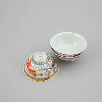 A set of nine odd dishes and 13 odd bowls, China, 20th Century.