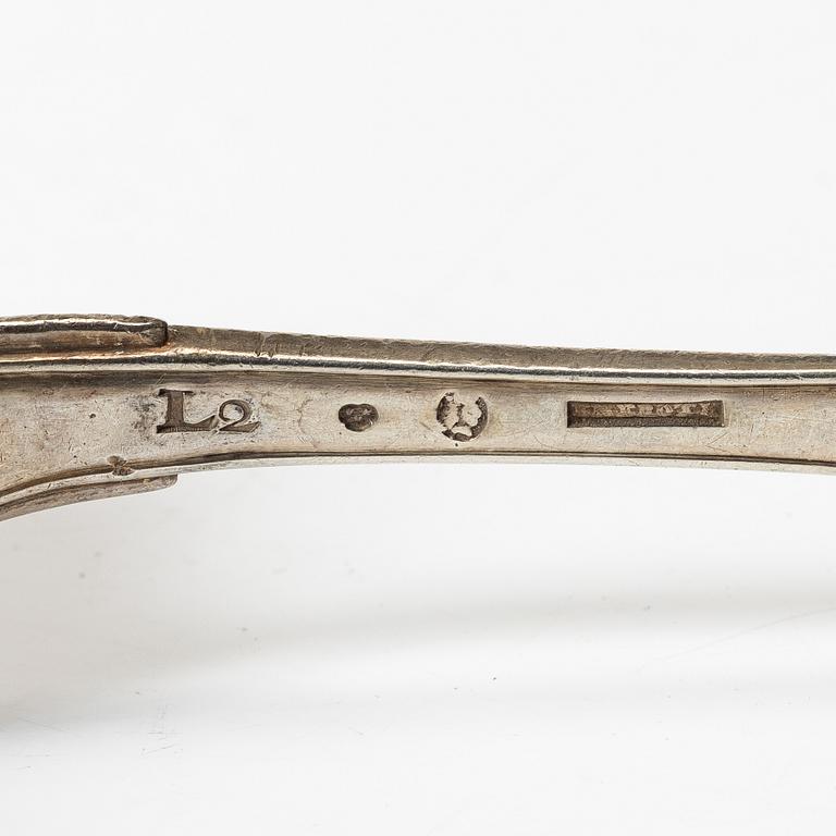 A collection of silver cutlery, various models, Petter Eneroth and Anders Lundqvist among others, 18th-20th century.