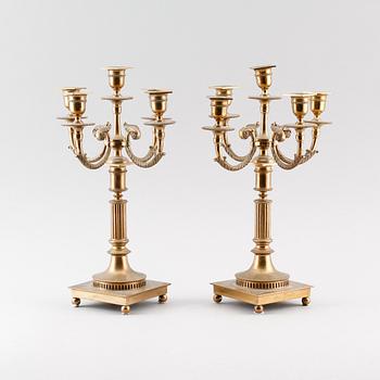 KANDELABRAR, 1 par, mässing, modell No 21, Gusums Bruk.