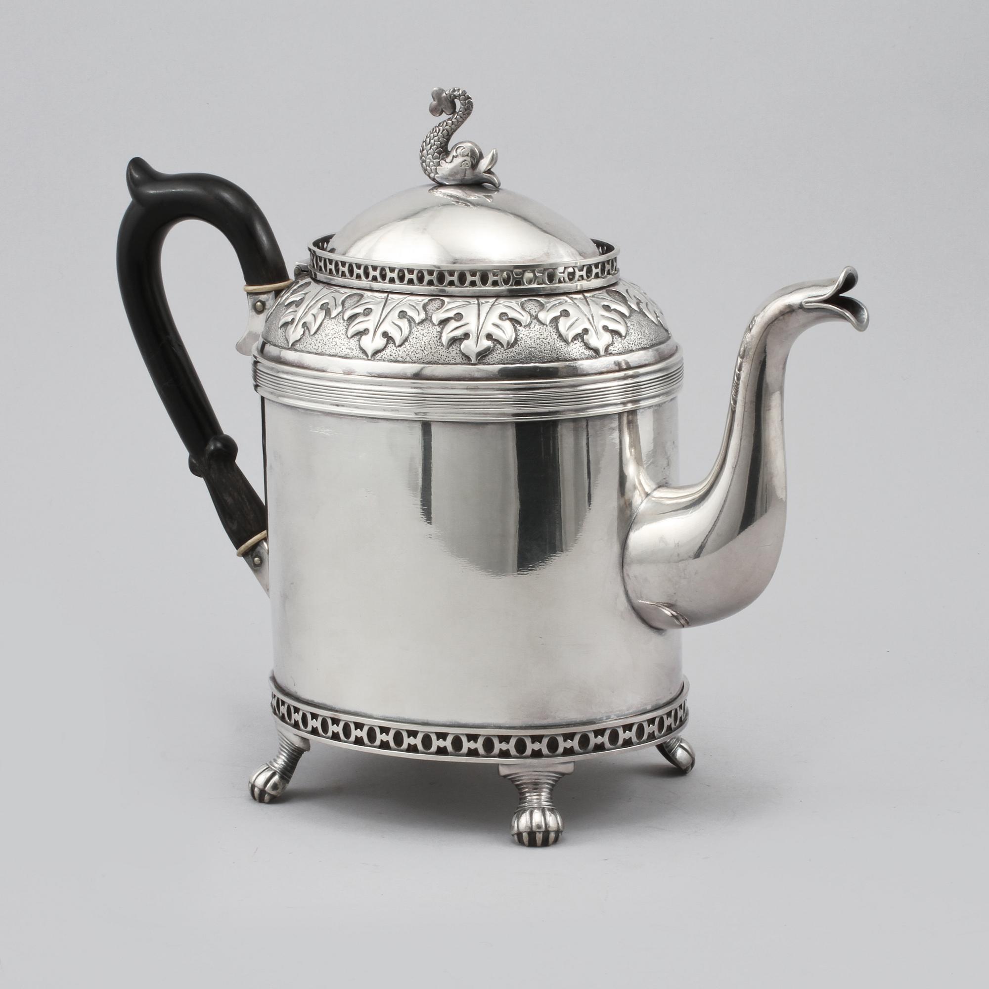 TEKANNA, nysilver, Carl Andreas Kjernås, Göteborg, omkring sekelskiftet 1900.