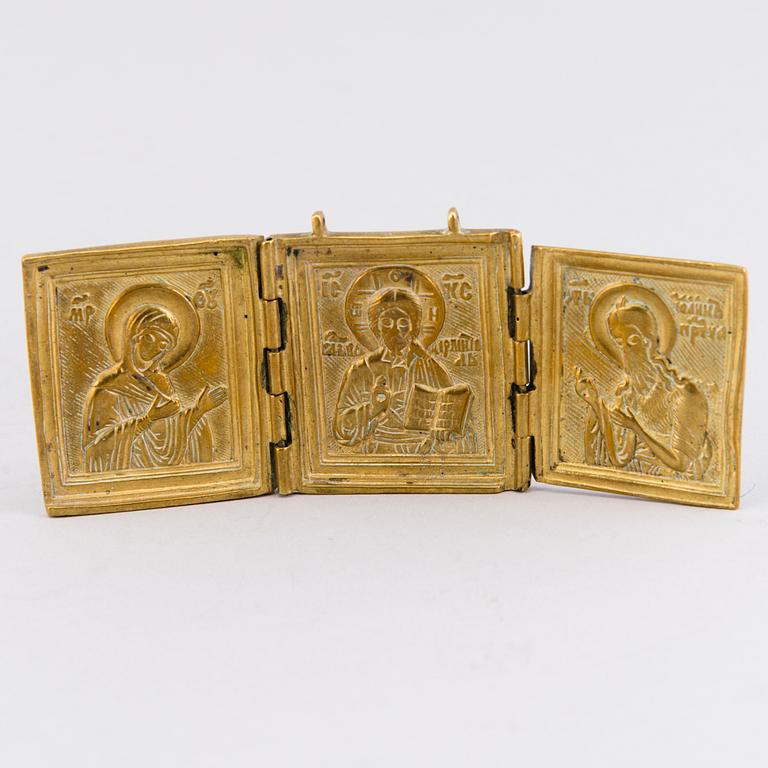 Three 19th century Russian brass icons.