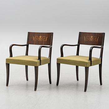 A pair of 'Rosenborg' Swedish Grace armchairs, Seffle Möbelfabrik, 1920s/30s.