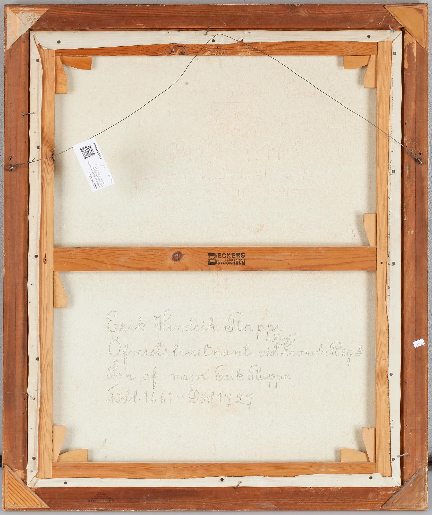 OKÄND KONSTNÄR, olja på duk, kopia efter äldre målning, ej signerad.