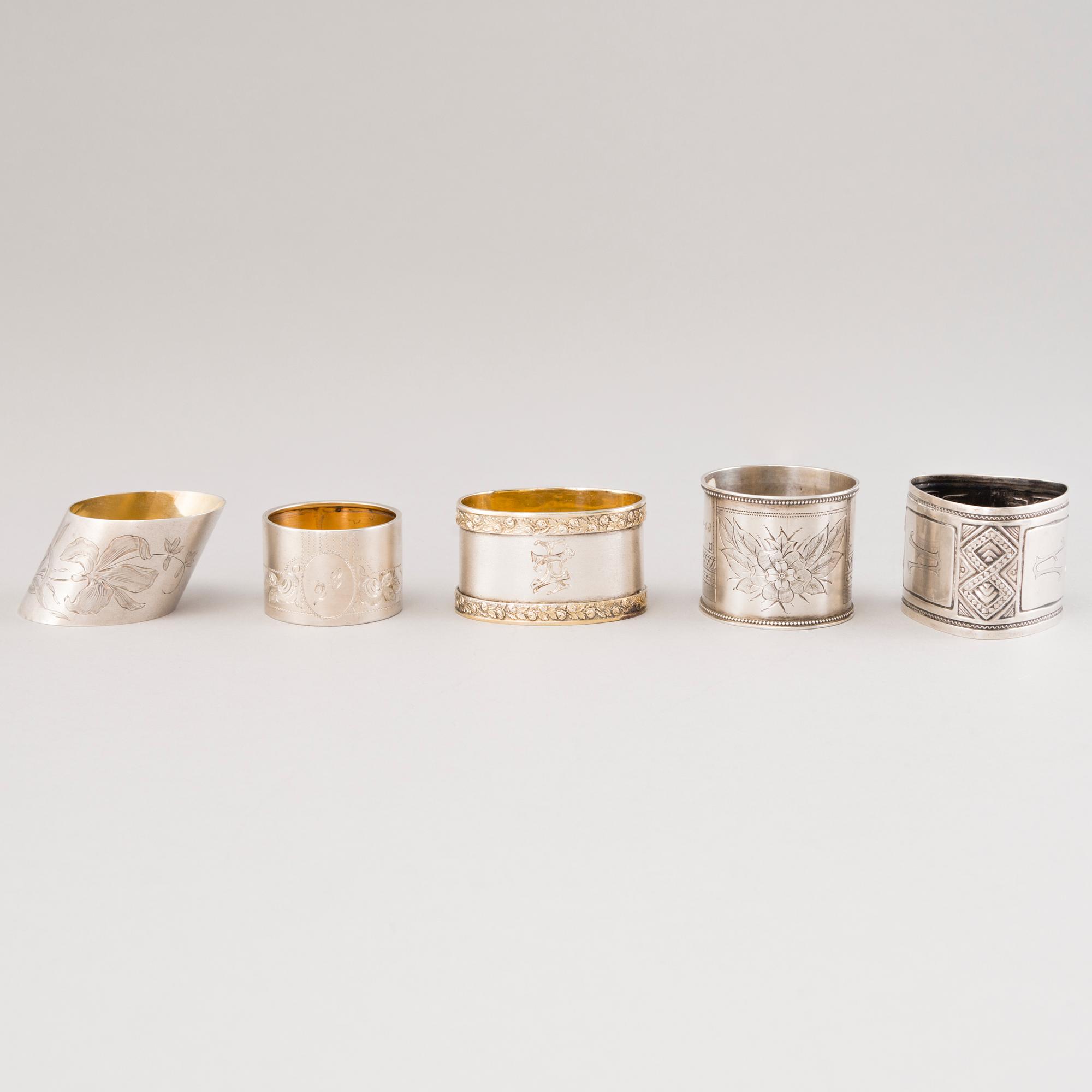 LAUTASLIINARENKAITA, 10 kpl, hopeaa, Suomi, Venäjä ja Viro, 1800- ja 1900-luku.