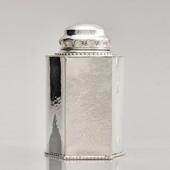 Carl Fredrik Carlman, an 830/1000 silver tea caddy, Stockholm, Sweden 1926.