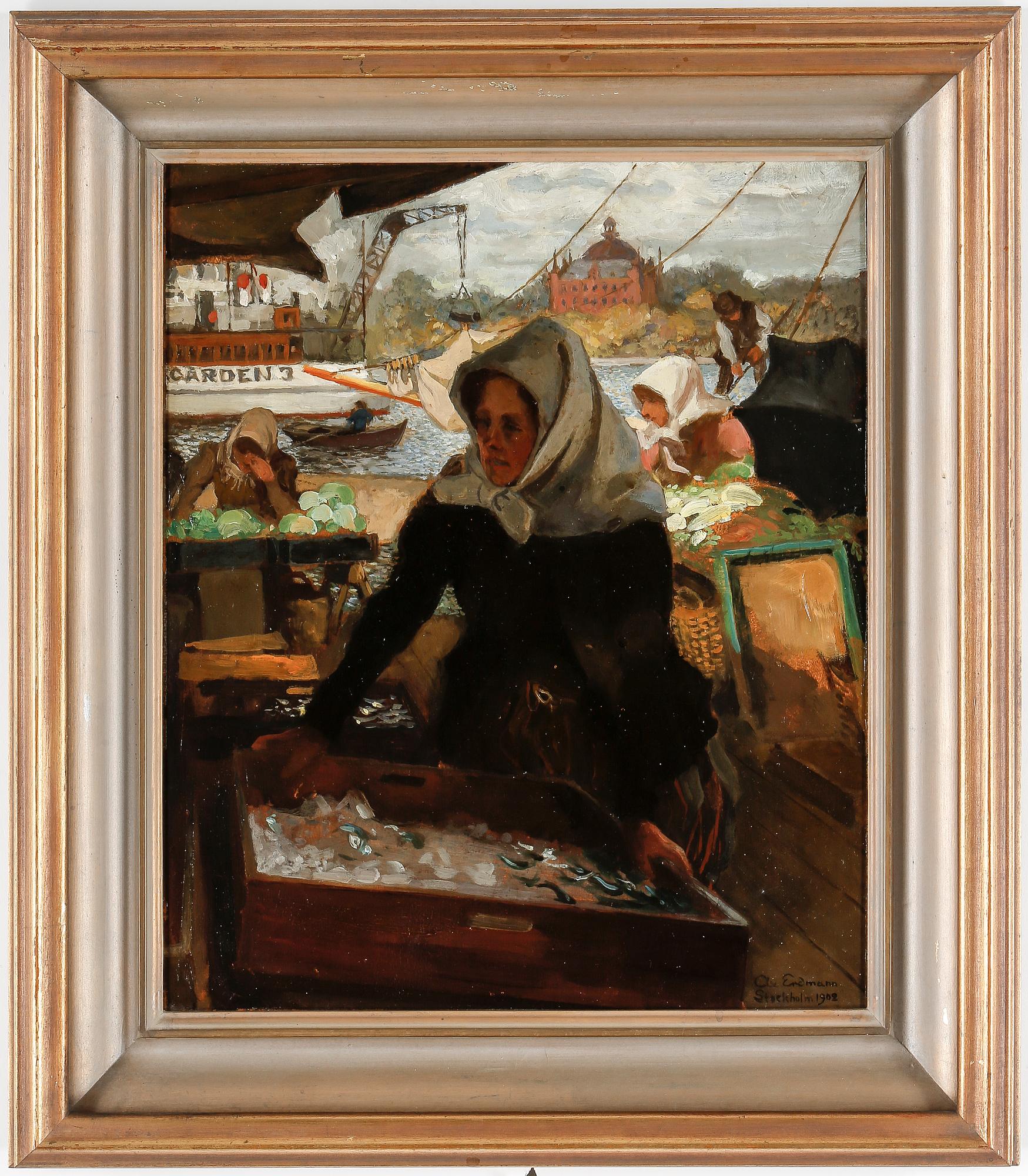 AXEL ERDMANN, olja på pannå, signerad och daterad Stockholm 1902.