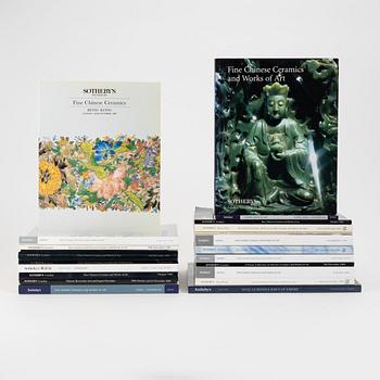 A group of 21 Sotheby's auction catalogues regarding Chinese works of art from various locations, 1988-2018.