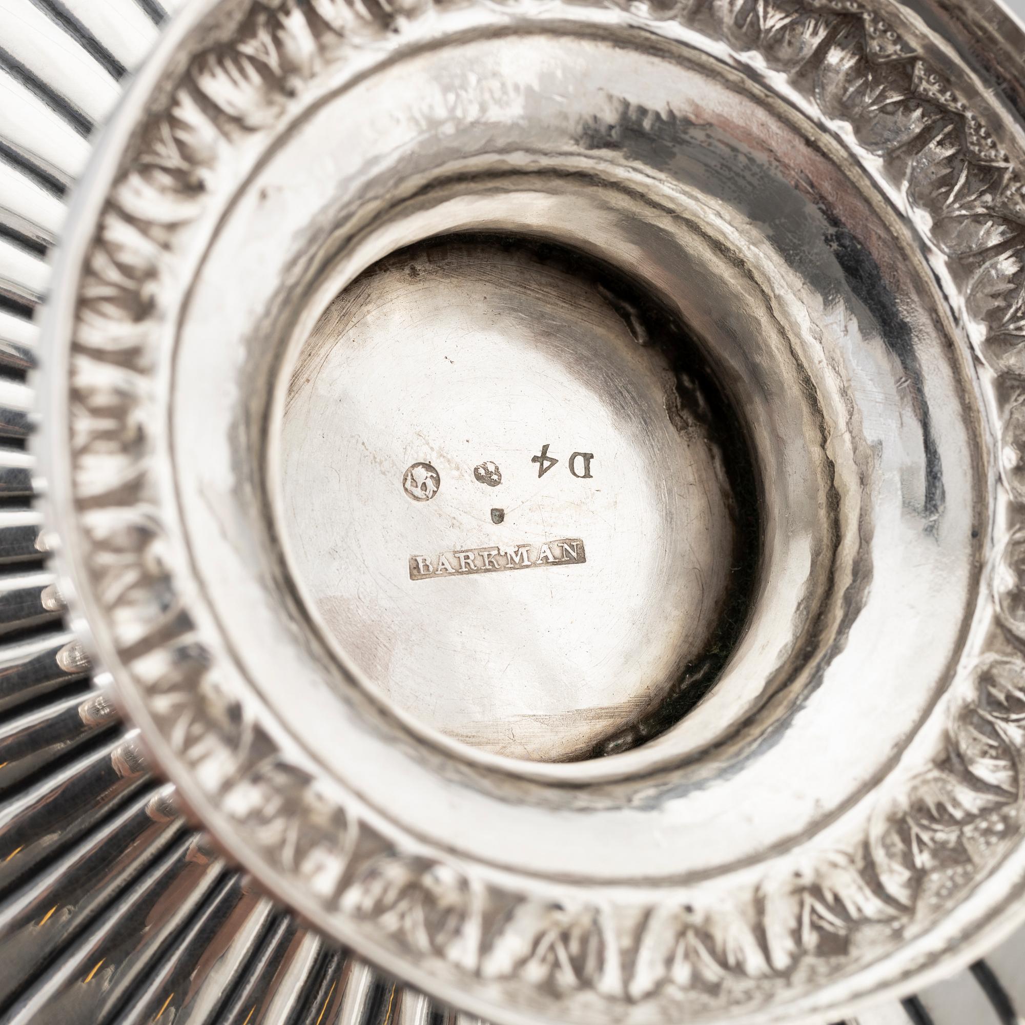 A Swedish Silver Empire Sauce Bowl With Dish, mark of Mikael Olof Barkman, Varberg 1834.
