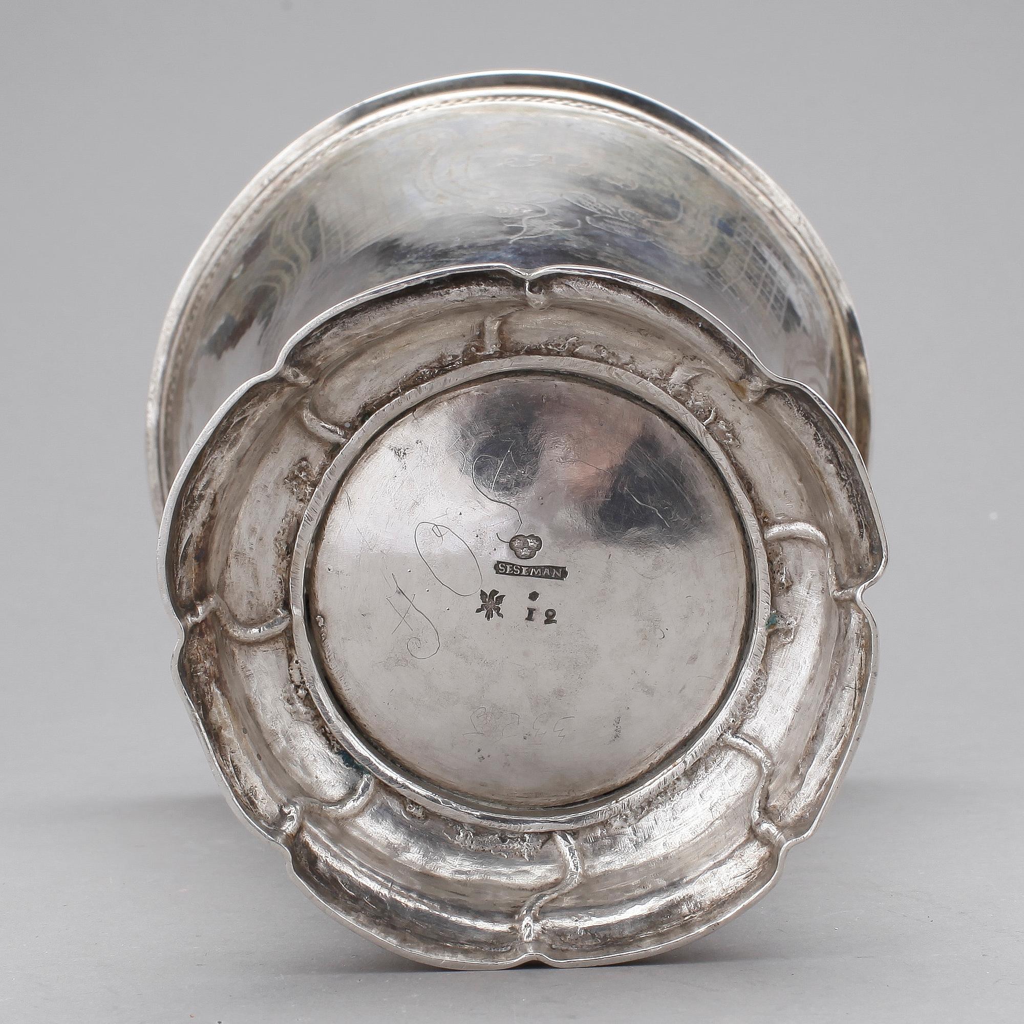 BÄGARE, silver Carl Fredrik Seseman, Arboga 1791. Vikt 486 gr.
