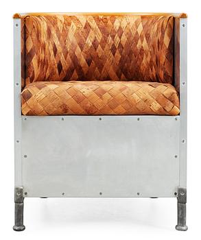 46. A Mats Theselius 'Aluminium' birch bark and aluminium easy chair, by Källemo, Sweden circa 1990.