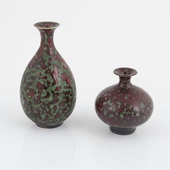 Sven Wejsfelt, a set of three stoneware vases and a bowl, Gustavsbergs studio, 1970's-80's.