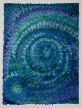 A rya rug "Blue Seashell", for Finnrya. Circa 180x135 cm.