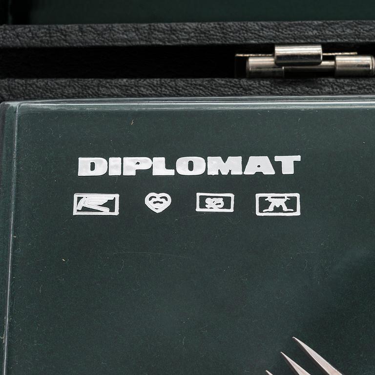 A 72-piece sterling silver cutlery set, 'Diplomat', Kultateollisuus Turku 1978. In three original boxes.