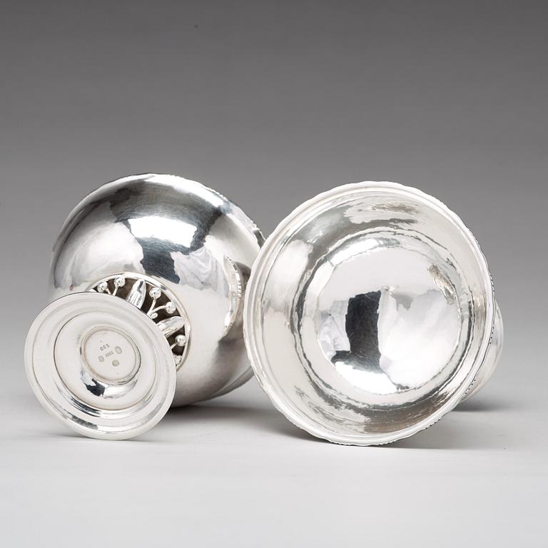 Georg Jensen, a pair of sterling bonbonnières, Copenhagen 1920's, design nr 180 C.