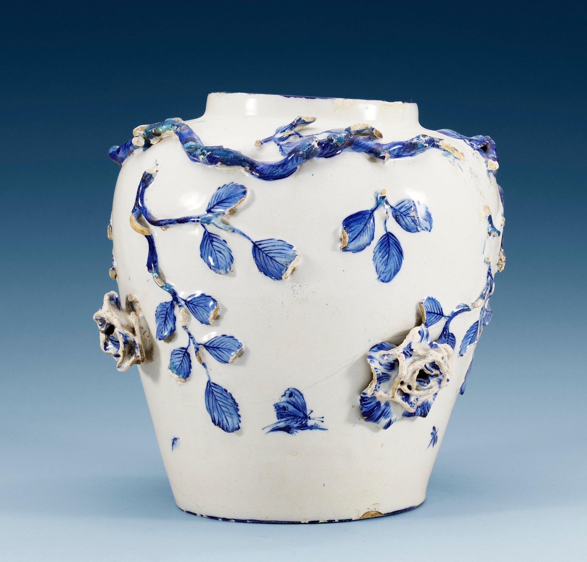 A Swedish Marieberg faience jar, dated 1765.