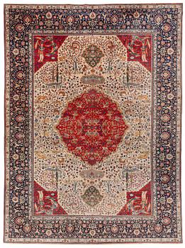384. A semi-antique Benlian Tabriz carpet of 'Coronation' design, signed Jabarzade, c. 488 x 367 cm.