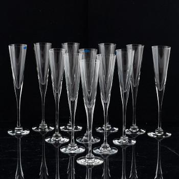 Heikki Orvola, champagne glasses, 12 pcs, "Aurora", Nuutajärvi Notsjö, Arabia, Finland.