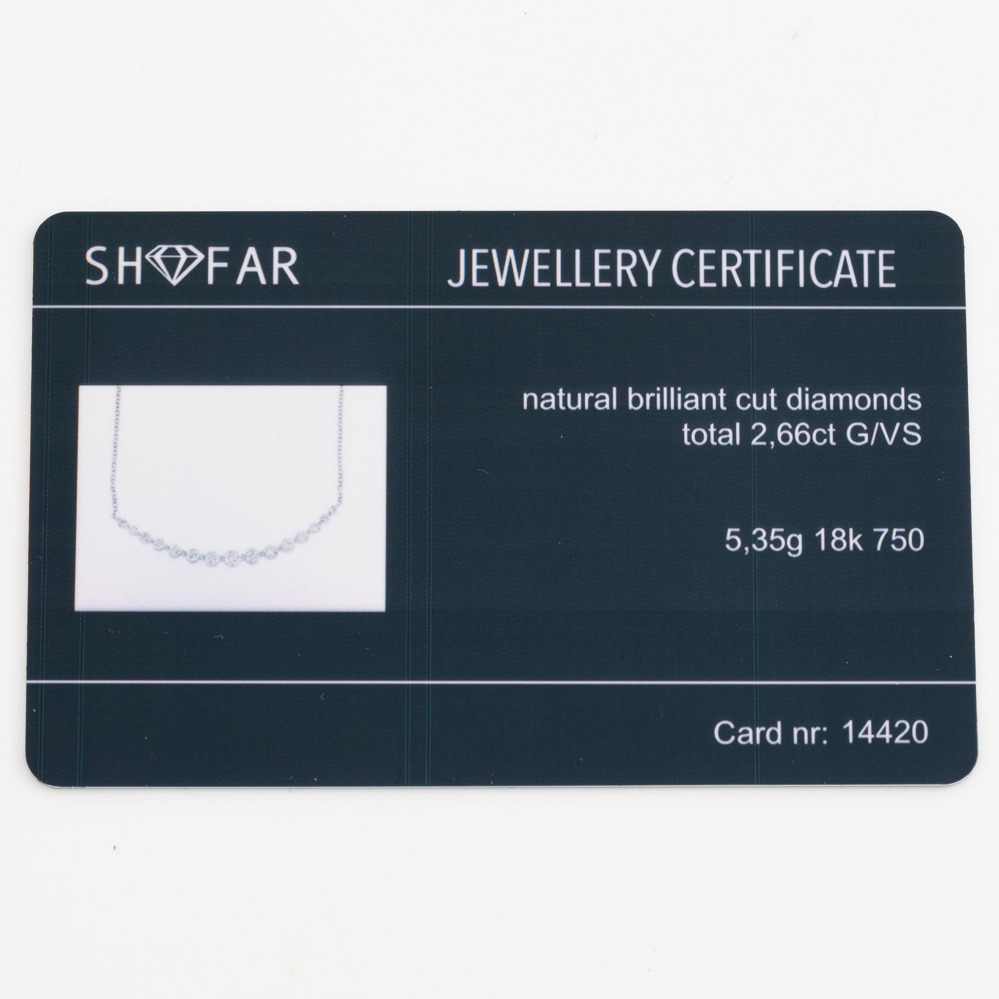 Necklace 18K white gold with brilliant-cut diamonds.