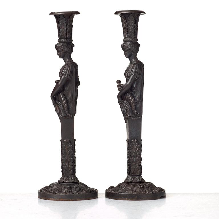 A pair of German Empire candlesticks, Berlin 1810-20.