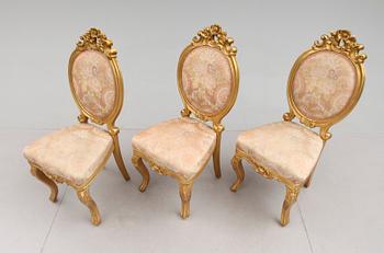 STOLAR, 3 st, rokokostil, 1800-talets andra hälft.