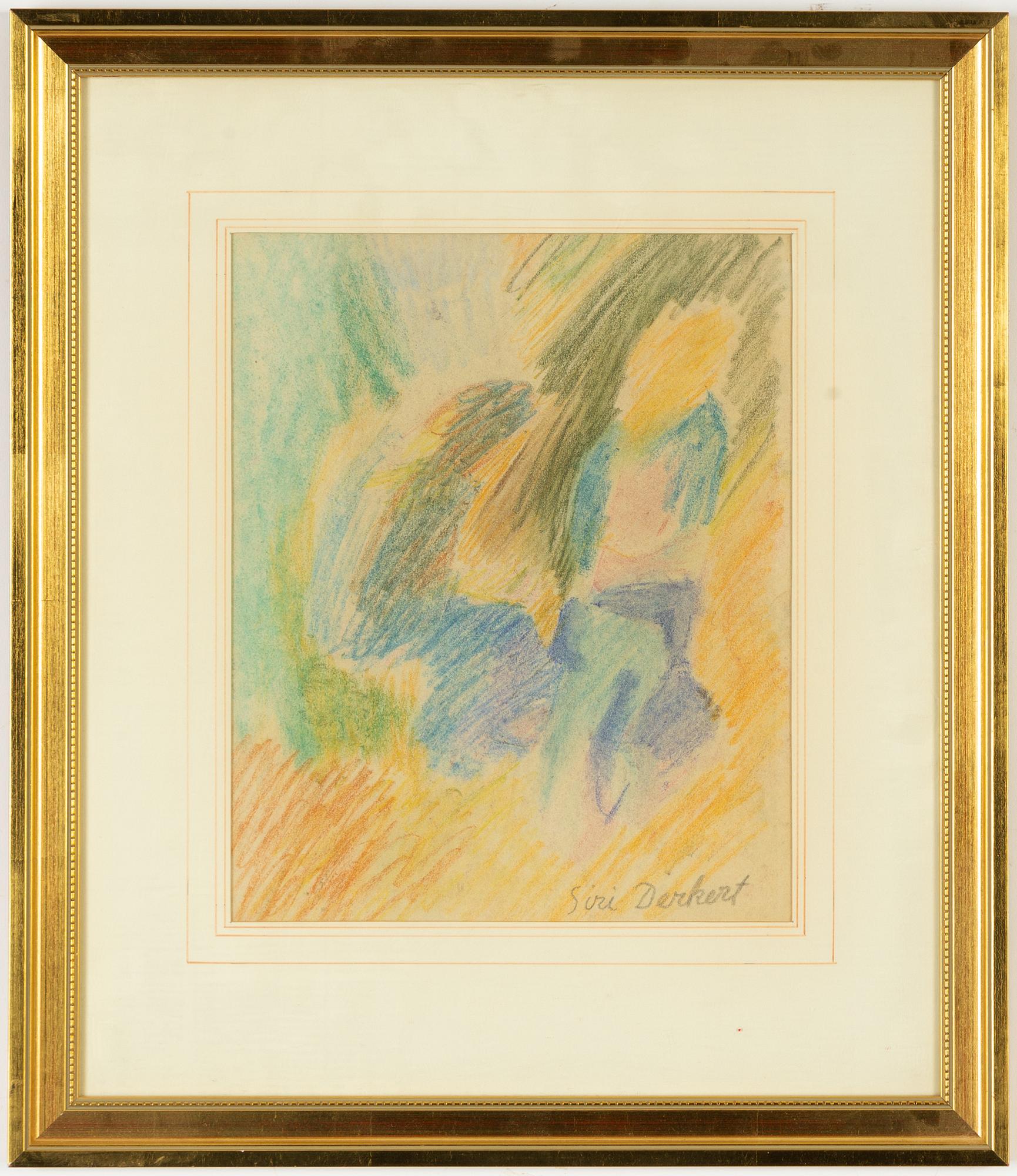 Siri Derkert, chalk drawing, signed.