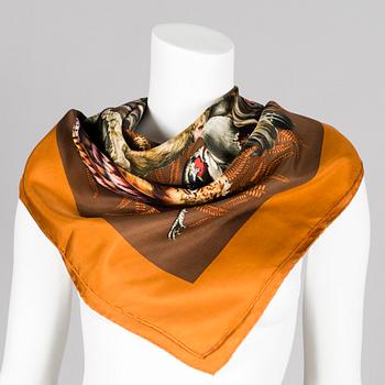 HERMÈS Two Vintage Silk Scarfs.