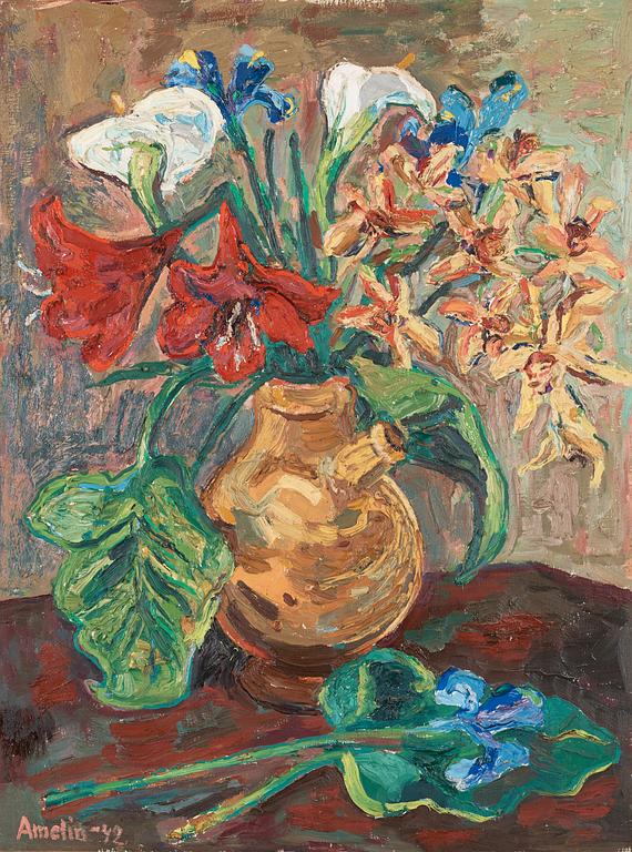 Albin Amelin, Still life with flowers.