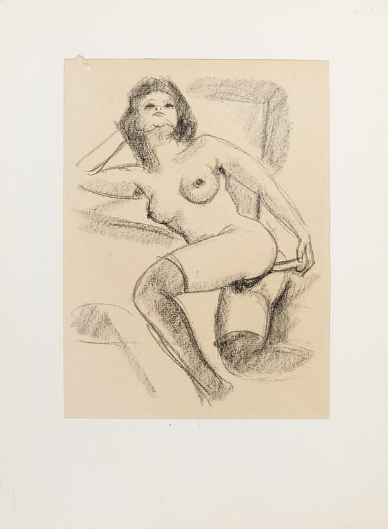 EROTICA, MAPP med blyertsteckningar och litografier, Frankrike, 1900-tal.