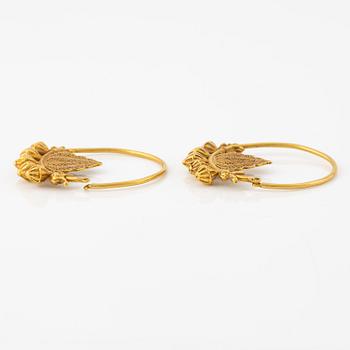 A pair of presumably modern Eastern Mediterranean gold earrings.