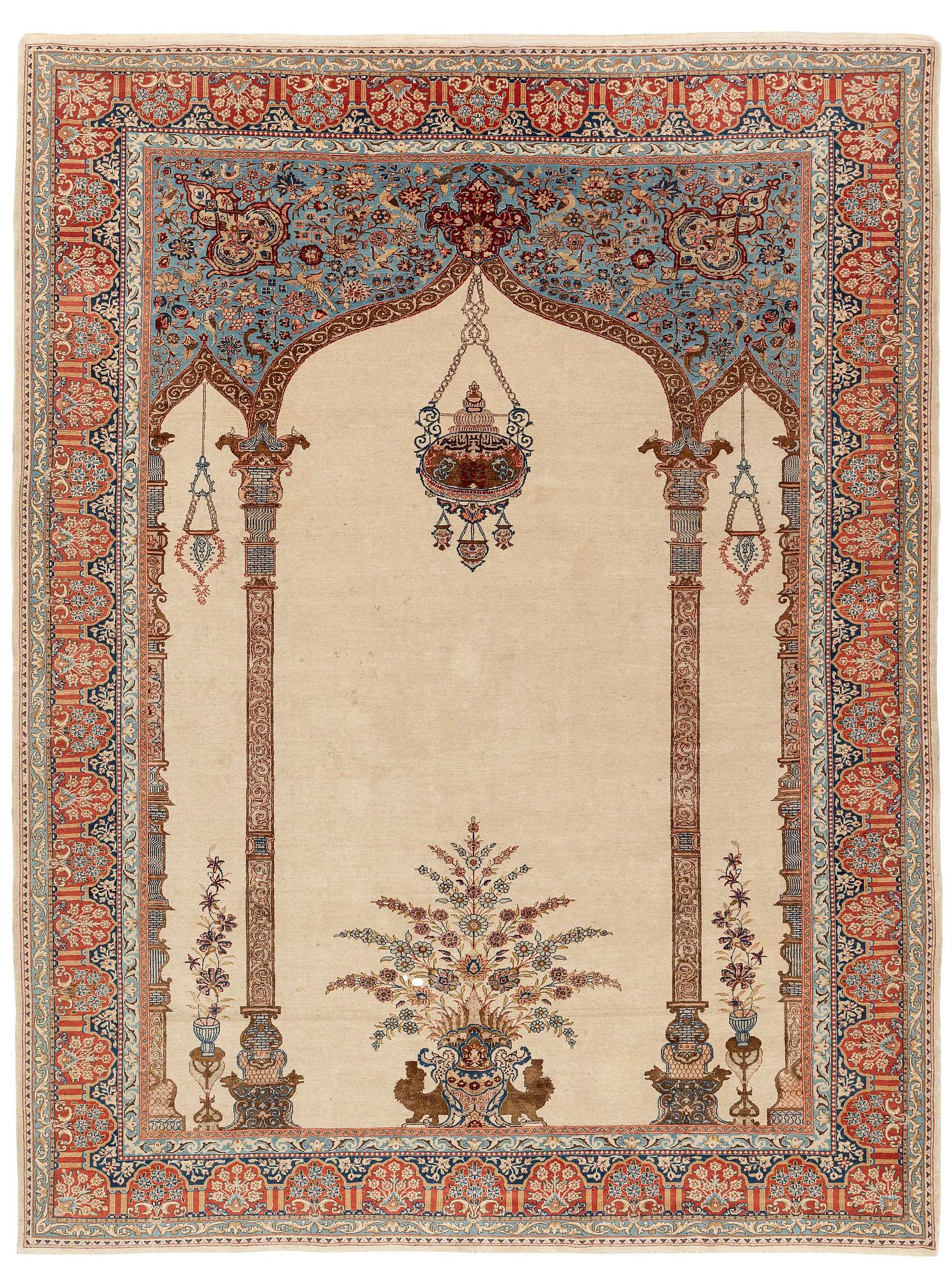 A Tabriz carpet, part silk, Northwest Persia (Iran), c. 323 x 246 cm.