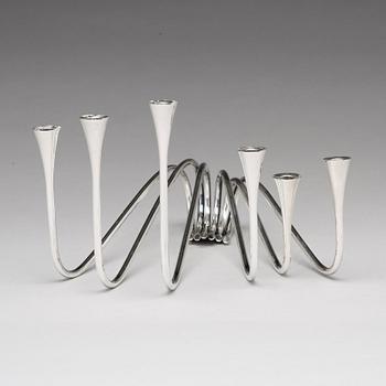 Ibi Trier Mørch, a "Bølgeslag" six-branched sterling candelabrum for A. Michelsen, Denmark 1951.