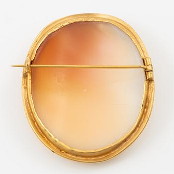 Brosch 14K guld med en snäckskalscamé.