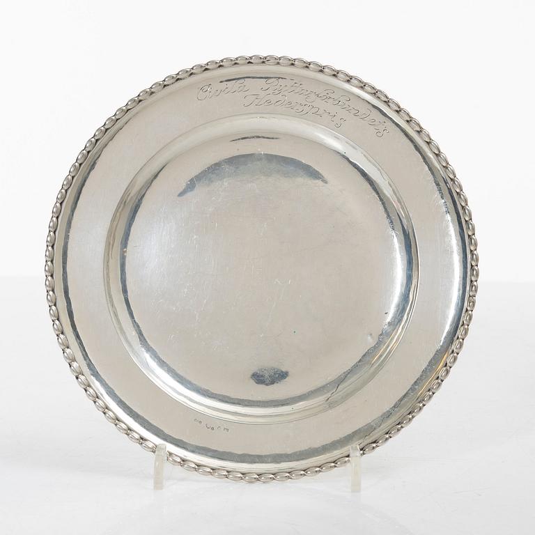 Three silver dishes,  with mark of GAB / CG Hallberg, Stockholm.