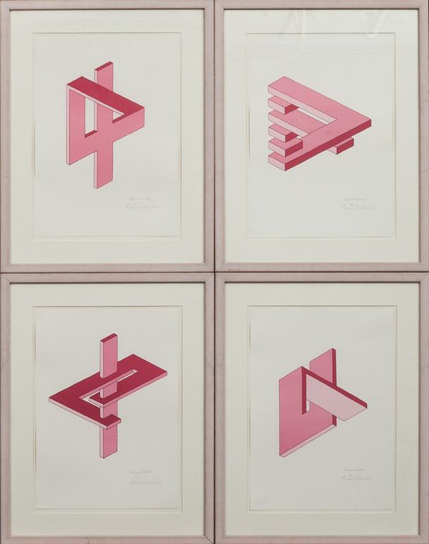 OSCAR REUTERSVÄRD, 4 st. färglitografi, signerade, E.A.