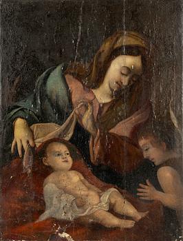 Italiensk skola, 1600-tal, Madonnan med barnet och Johannes Döparen.