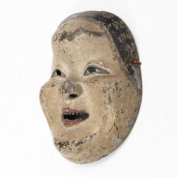 A Japanese 'Oto* or 'Otogoze' 乙 乙御前 noh mask, lacquered wood, late Edo, 19th century.
