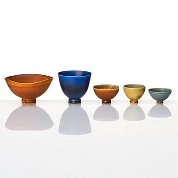 Berndt Friberg, a set of 17 stoneware miniature vases and bowls, Gustavsberg studio, Sweden 1950-60s.