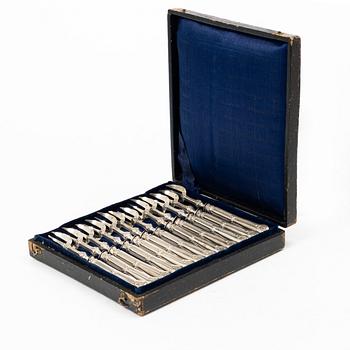 Philippe Berthier, twelve silver oyster forks, Paris, France, 1841-1851.