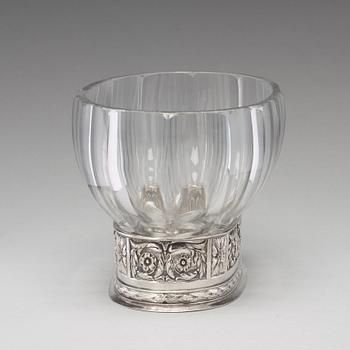 A Swedish/Russian 20th century silver and glass jardinier, mark of WA Bolin, Stockholm 1917.