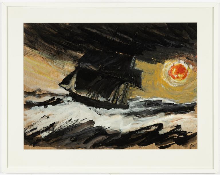 Gösta Werner, Ship at sunset.